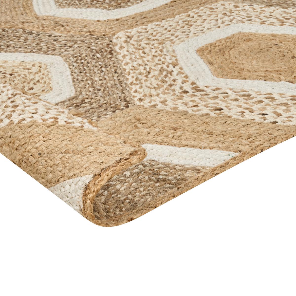 KURZFLOR-TEPPICH Beige 160/230 cm Basoren - Beige/Weiß, Naturmaterialien (160/230cm) - Beliani