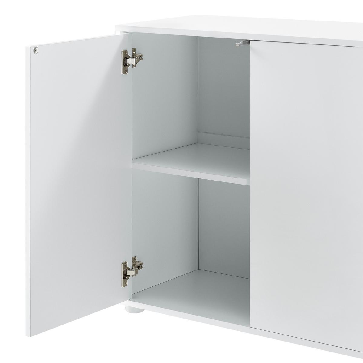 SIDEBOARD Paarl 3-türig - Weiß Hochglanz, Holzwerkstoff (117/74/36cm) - [en.casa]