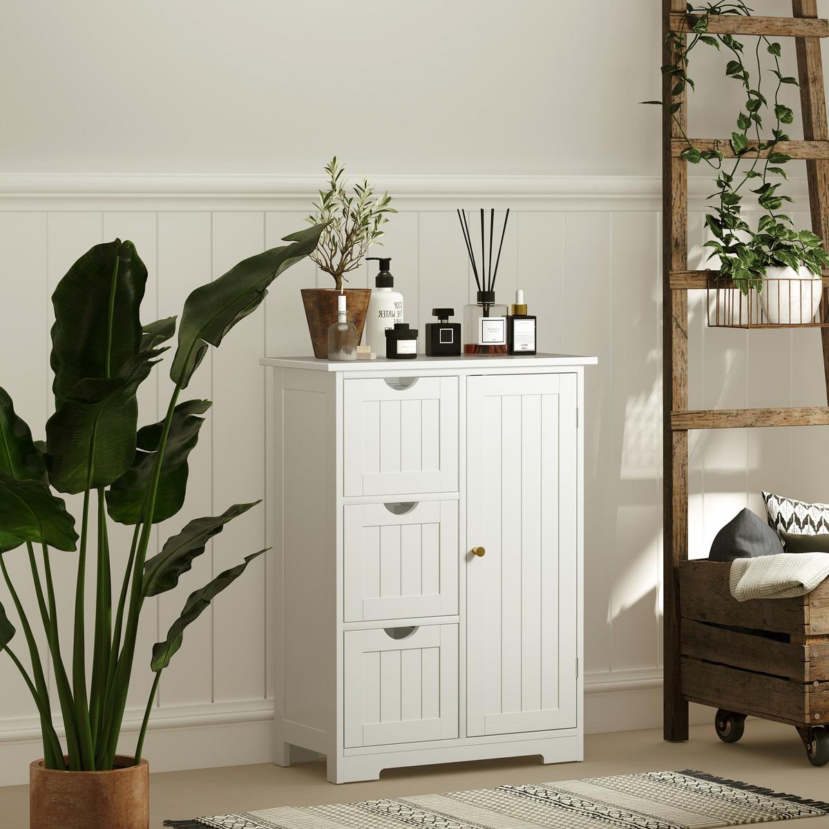 BADEZIMMERSCHRANK MDF Weiß - Weiß, Holzwerkstoff (30/80/60cm) - HOMCOM