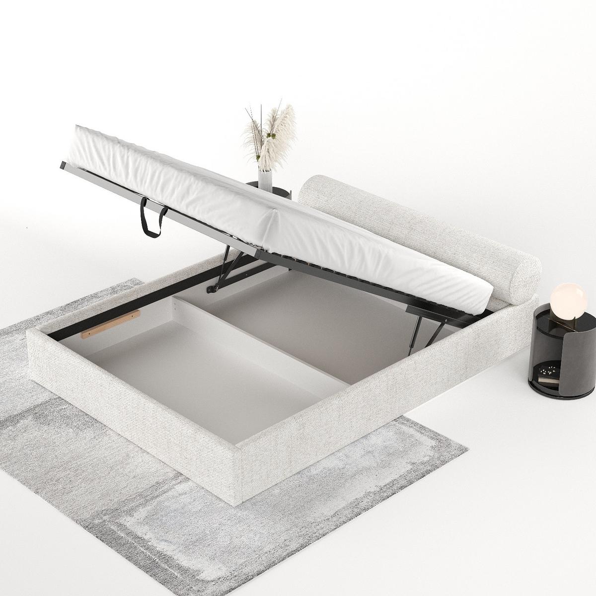 POLSTERBETT Solvo mit Stauraum 140/200 cm Creme im Neve Stoff - Creme/Schwarz, Holz/Holzwerkstoff (140/200cm) - AltaBeds
