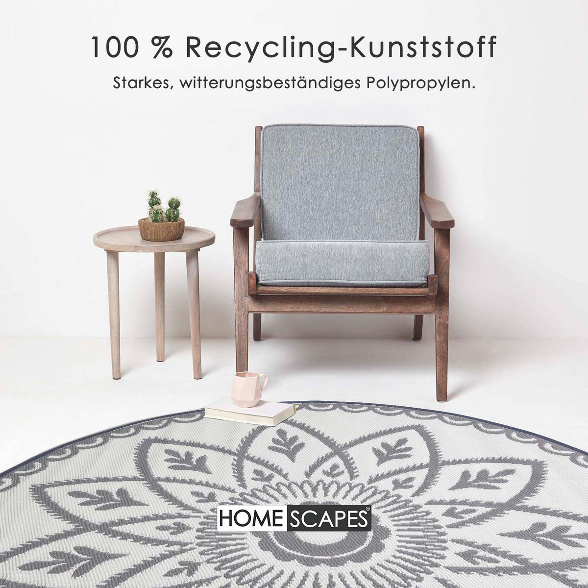 OUTDOORTEPPICH Henna rund mit Mandala-Muster 180 cm - Hellgrau, Kunststoff (180/180cm) - Homescapes