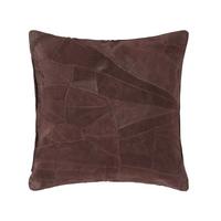 LEDERKISSEN Patchwork dunkelbraun 45/45 cm - Dunkelbraun, Leder/Textil (45/45cm) - Homescapes
