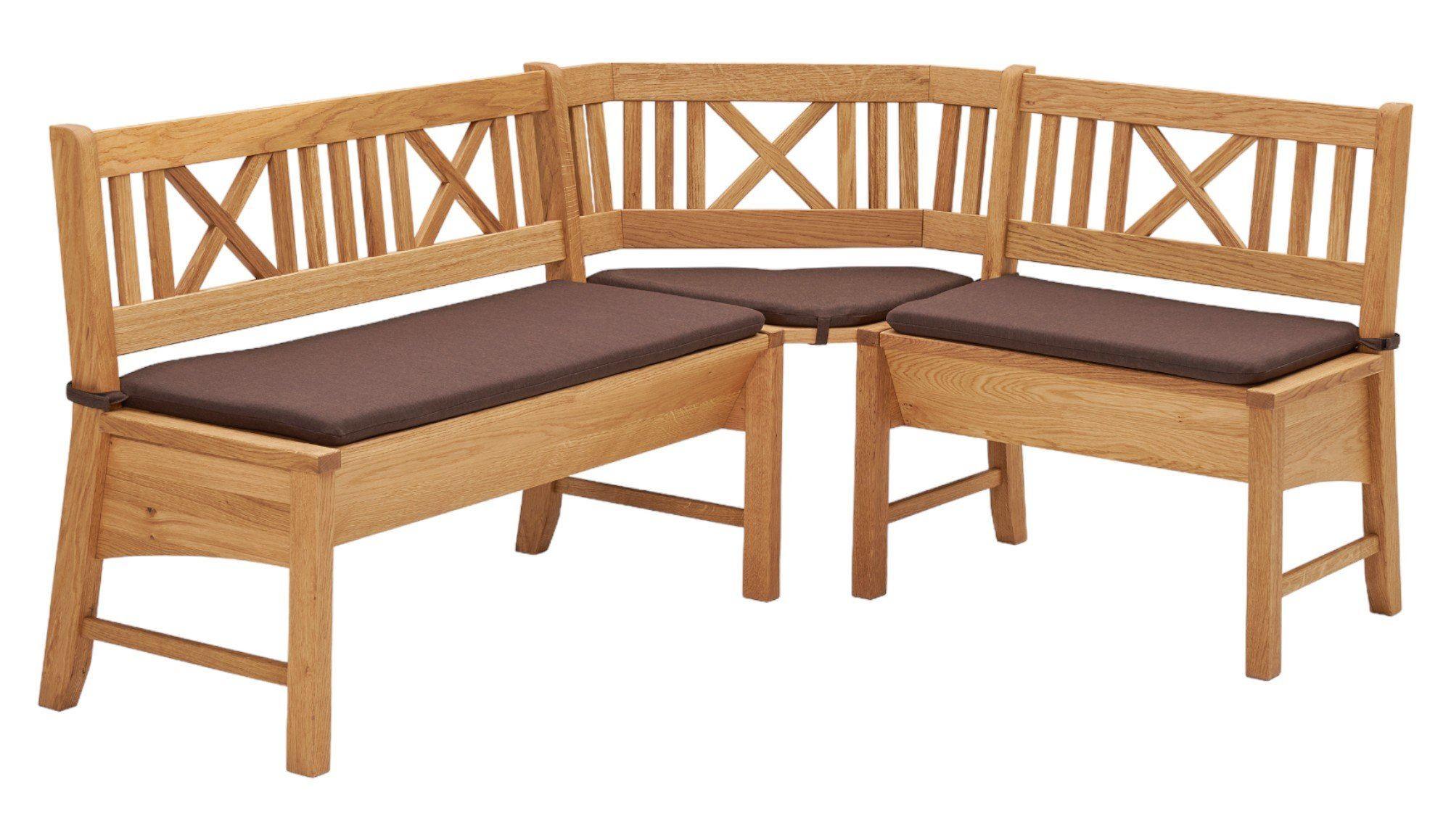 ECKBANK Delbin 139 x 179 x 87 Massivholz Wildeiche geölt/Dunkelbraun - Wildeiche/Braun, Holz (179/139cm) - 58aufmkessel