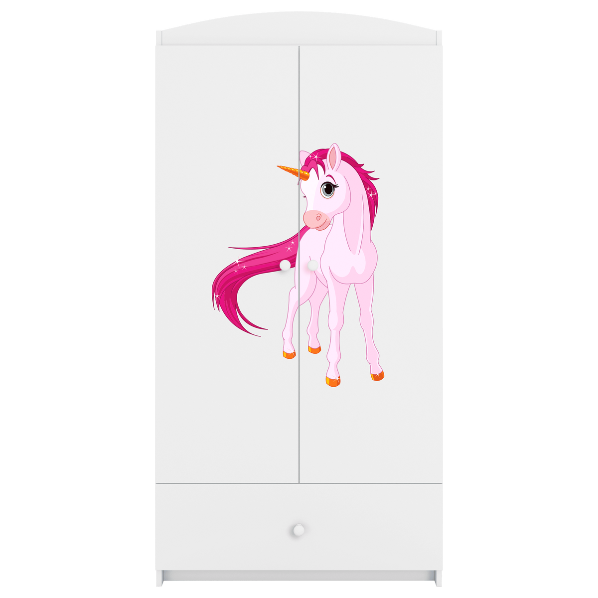 KINDERKLEIDERSCHRANK Einhorn - Weiß, Holzwerkstoff (90/175/52cm) - RAUMHIRSCH FURNITURE