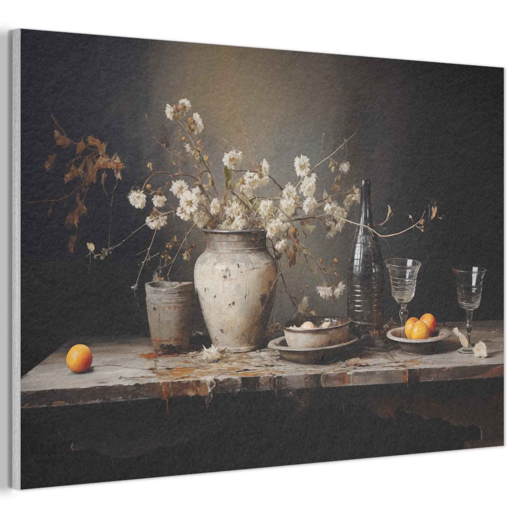 AKUSTIKBILD Stilleben - Blumen - Blumenstrauß - Vase - Wein Akustikpaneele 90x60 cm - Schwarz, Kunststoff (90/60/0.9cm) - MuchoWow