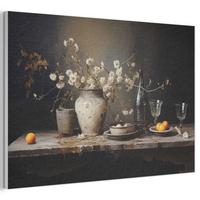 AKUSTIKBILD Stilleben - Blumen - Blumenstrauß - Vase - Wein Akustikpaneele 90x60 cm - Schwarz, Kunststoff (90/60/0.9cm) - MuchoWow