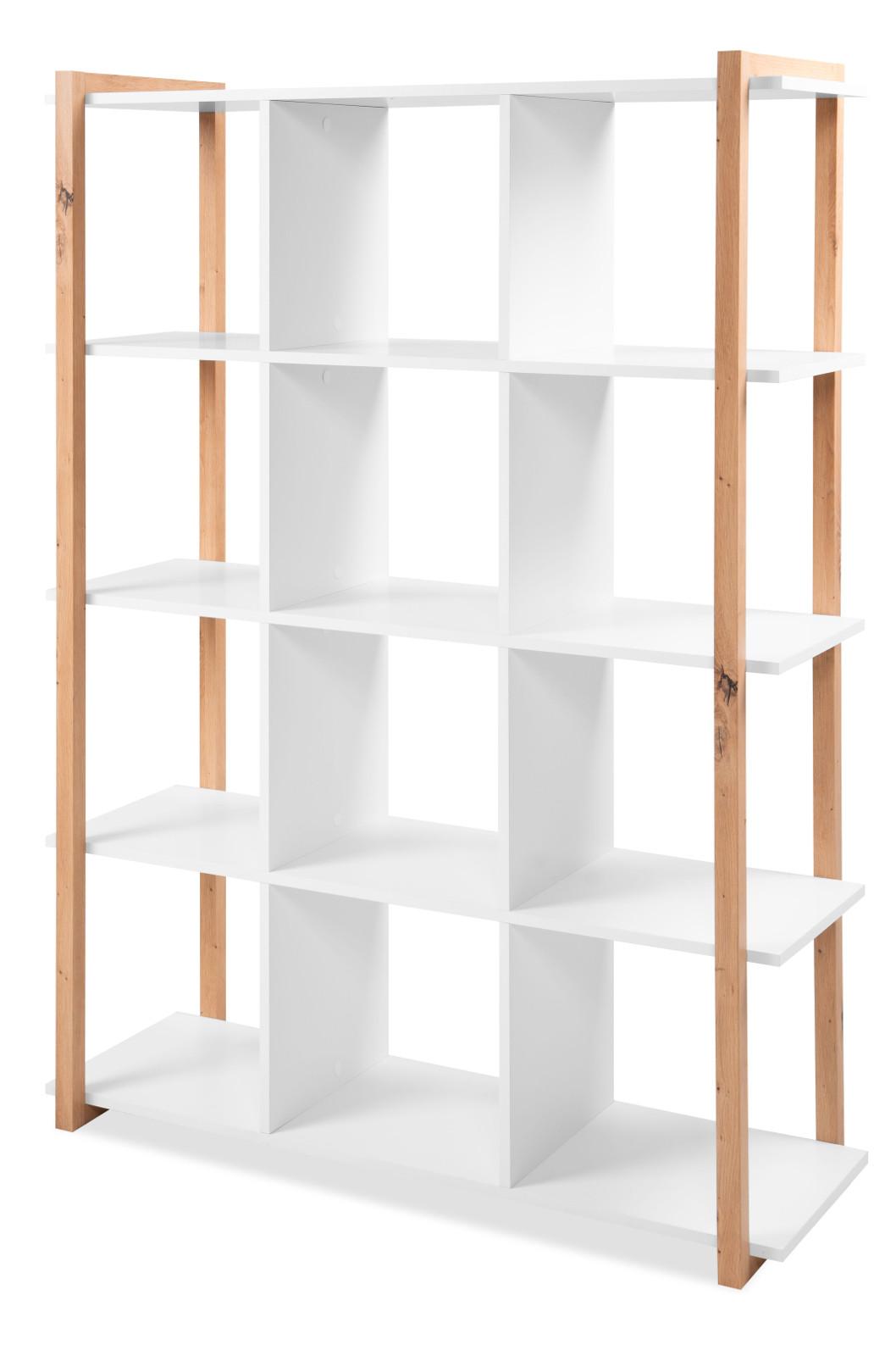 REGAL weiß, Eiche Artisan 107 x 145 cm, Bücherregal mit 12 Fächern - Weiß/Eiche Artisan, Holzwerkstoff (107/145/39cm) - Furn.Design