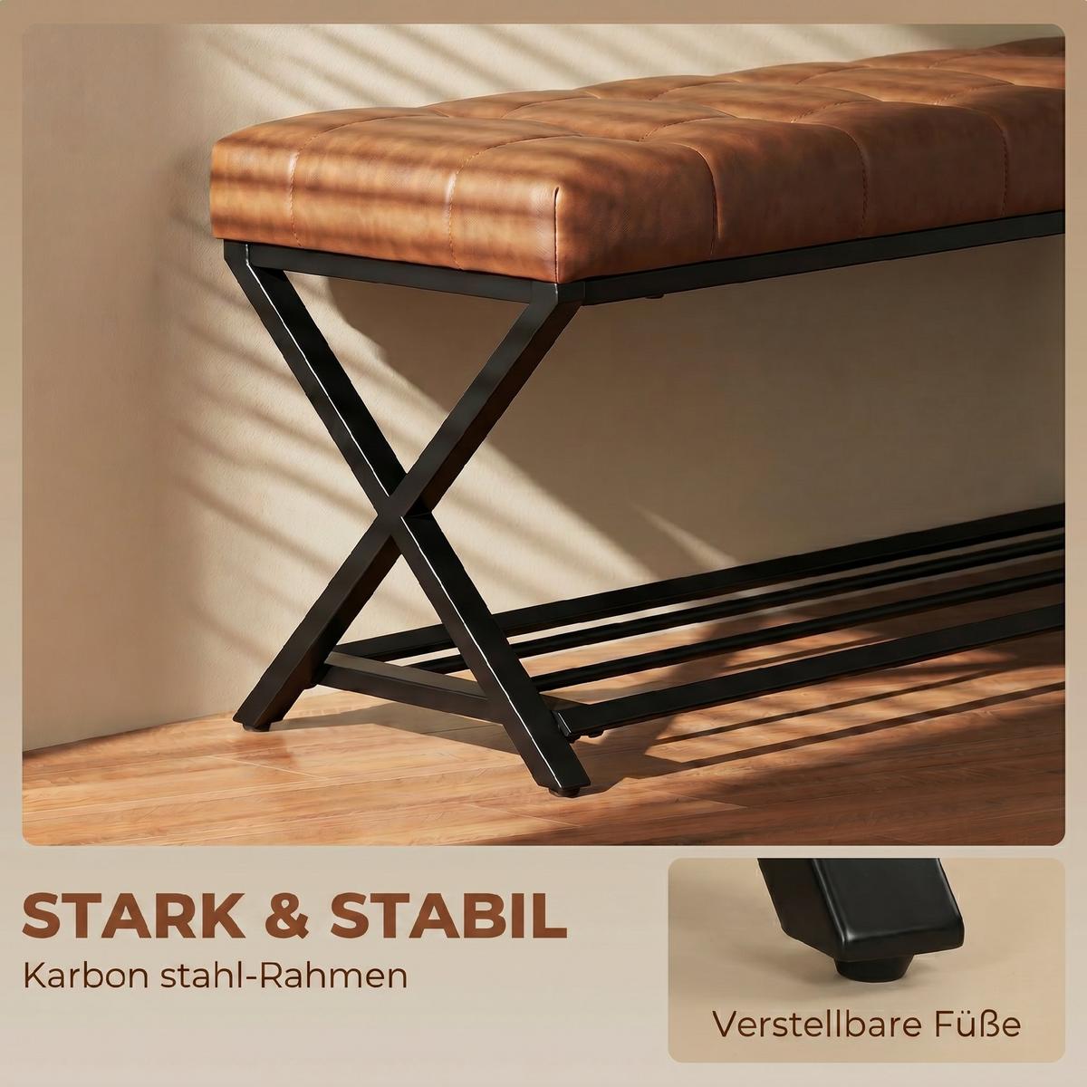 SCHUHBANK Kunstleder Kohlenstoffstahl Braun - Schwarz/Braun, Kunststoff/Textil (112/47/37cm) - HOMCOM