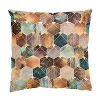 DEKOKISSEN Türkise Geometrie goldenes Art Deco 40/40 cm - Goldfarben, Textil (40/40/10cm) - Bilderwelten