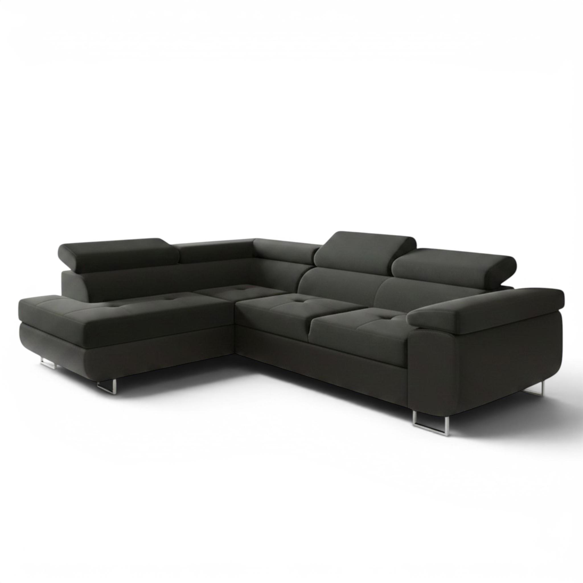 ECKSOFA Jade Mit Schlaffunktion - Schwarz, Holzwerkstoff/Textil (202/275cm) - Fun Möbel