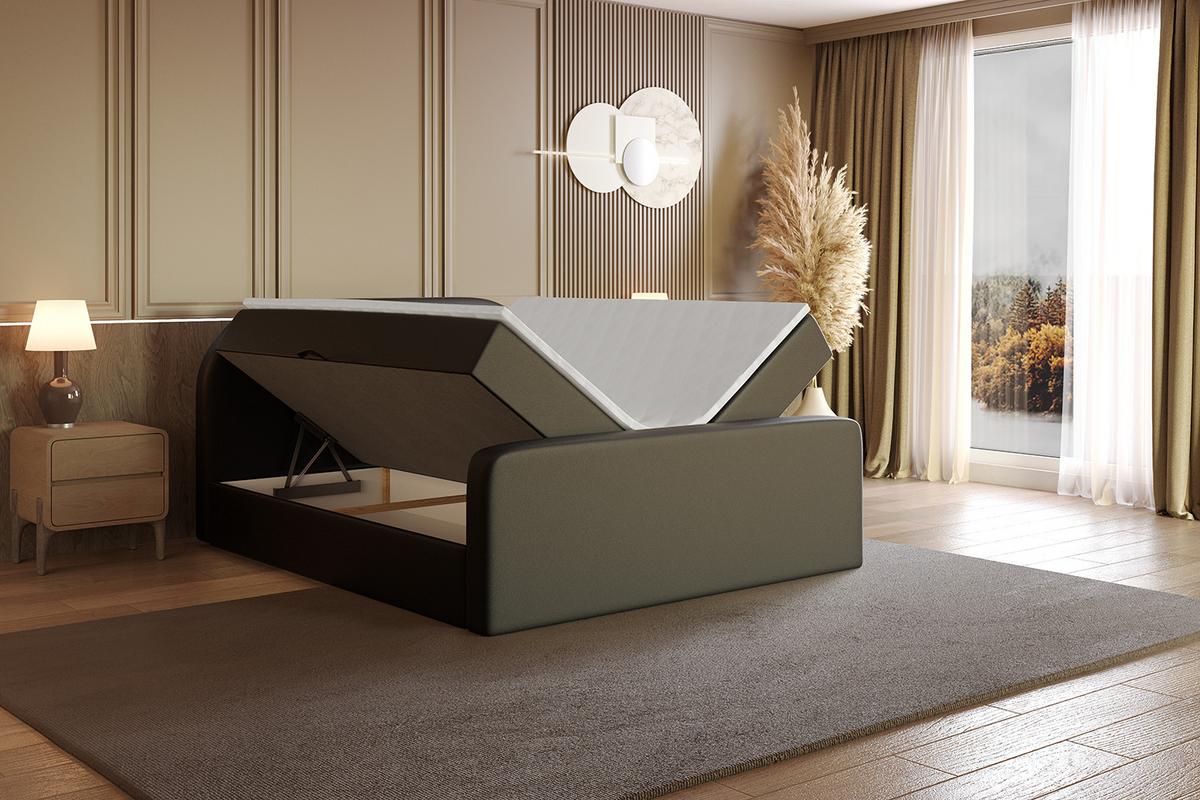 BOXBETT mit Matratze und Lattenrost - NOX-Z - 180x200 - Schwarz Kunstleder - Schwarz, Holzwerkstoff (180/200cm) - ALTDECOR