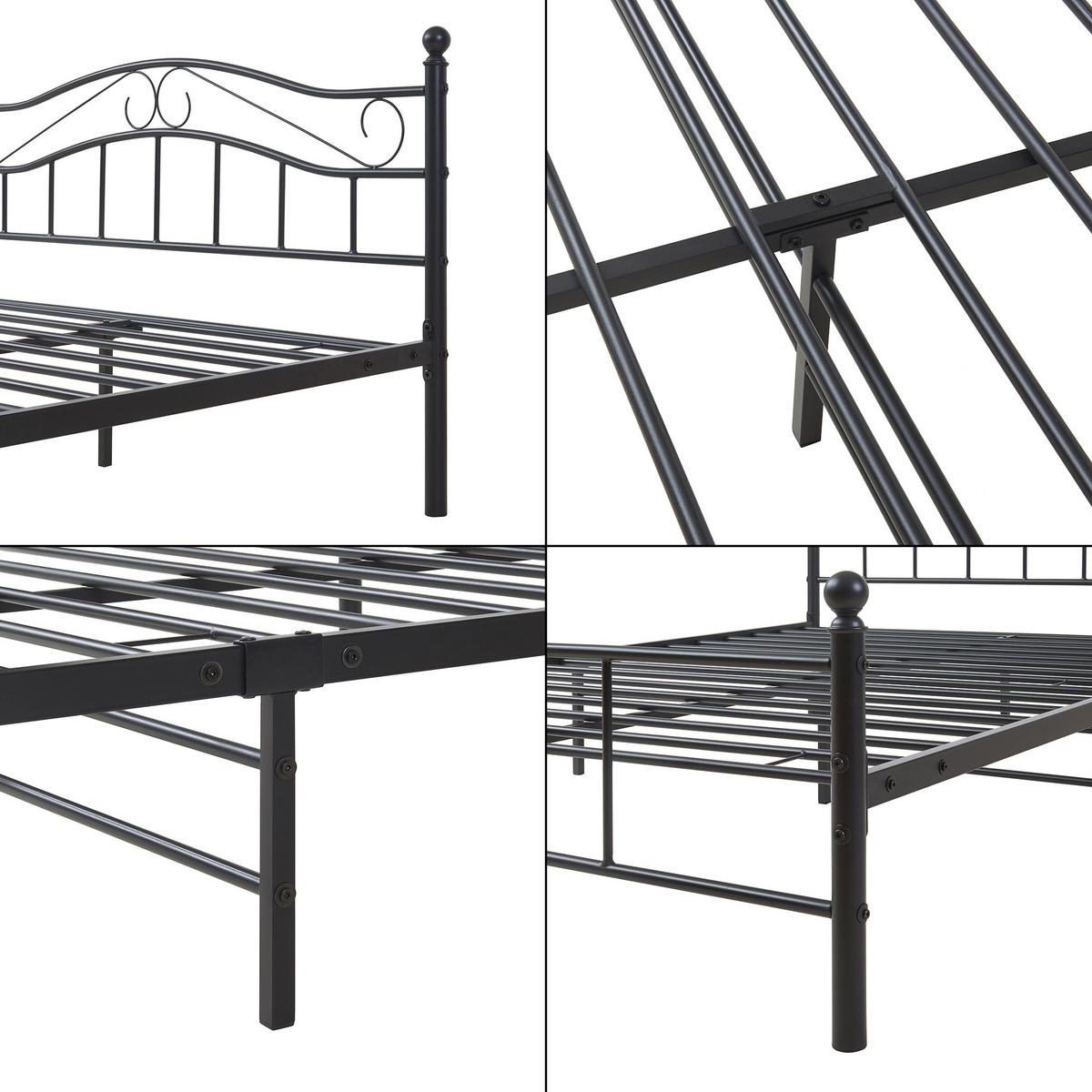 METALLBETT Florenz - Schwarz, Metall (140/200cm) - [en.casa]