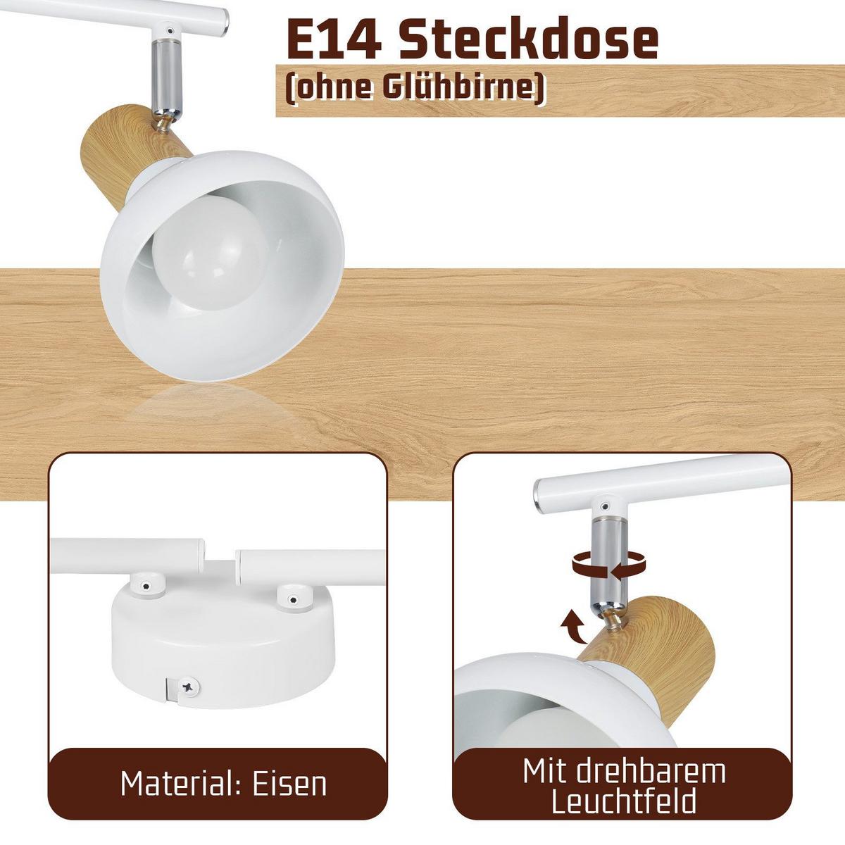 DECKENSTRAHLER Farrell 4-flammig 70/11/15.5 cm - Weiß, Metall (70/11/15.5cm) - Nettlife
