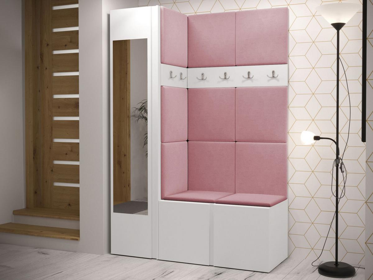 GARDEROBEN-SET Orion X - Weiß/Rosa, Holzwerkstoff/Kunststoff (124/186/46cm) - MIRJAN24