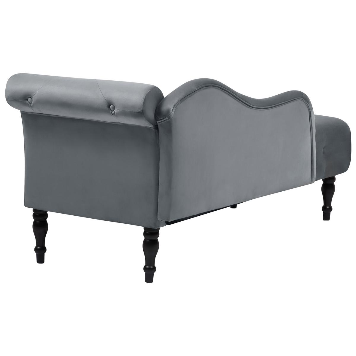 CHAISELONGUE-RECHTSSEITIGE Samtstoff Grau Ivry - Dunkelgrau/Schwarz, Textil (152/72/62cm) - Beliani