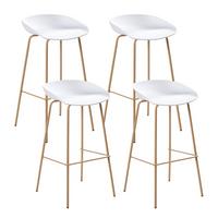 BARHOCKER 4er-Set Hellbraun Venlo - Hellbraun/Weiß, Kunststoff (43/84/44cm) - Beliani