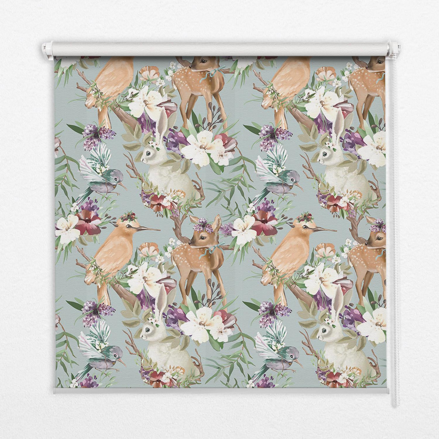 INNENROLLO - Fensterrollo - Rollo - 80x140 cm - Vögel, Rehe und Kaninchen - Braun, Kunststoff (80/140/0.5cm) - TULUP