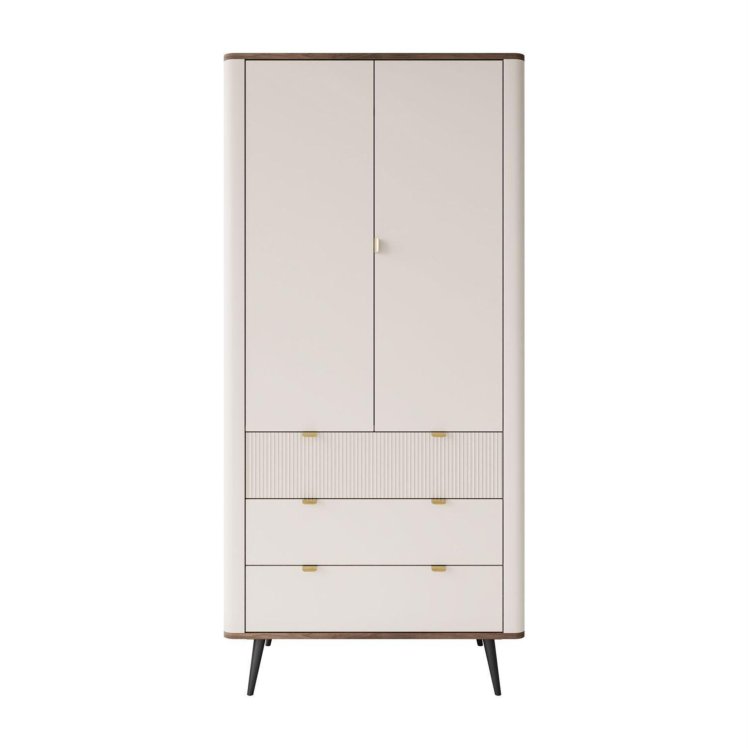 KLEIDERSCHRANK AUTUMN 2D3S zweitürig mit Schubladen, Kaschmir / Nussbaum - Beige, Holzwerkstoff (90/191/40cm) - Lookway