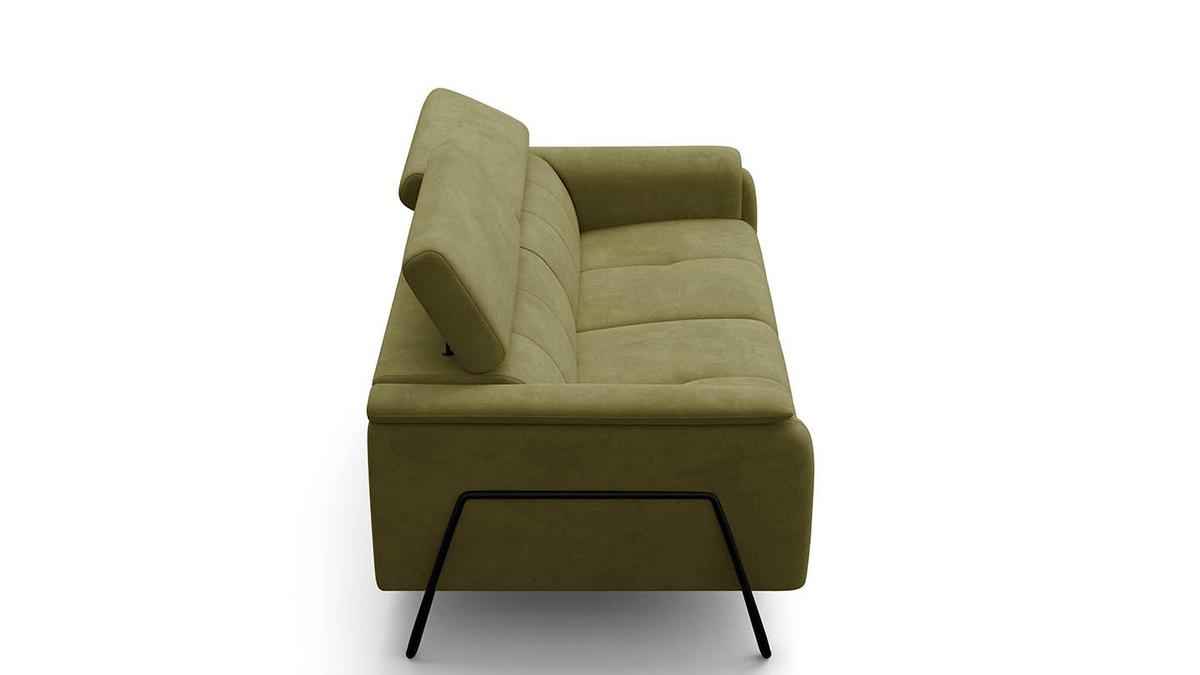 SOFA RODEN 3-Sitzer, olive, Veloursstoff - Grün, Holz/Textil (194/82/103cm) - Wozimo