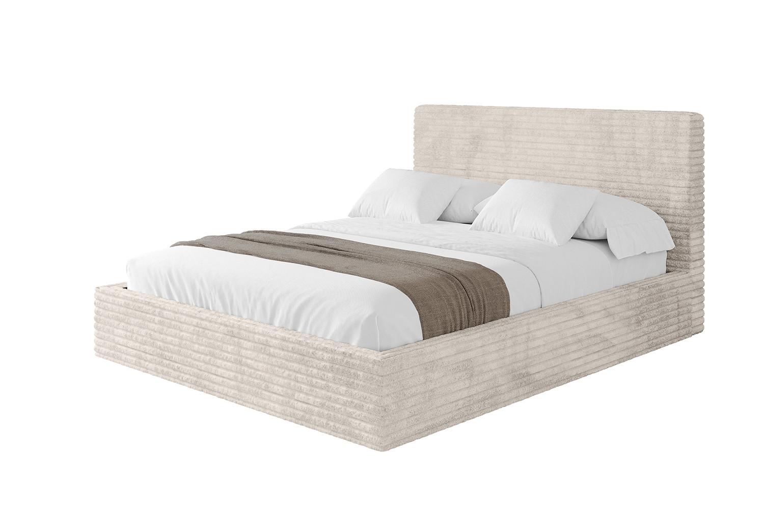 POLSTERBETT mit Bettkasten und Lattenrost, Bett mit Matratze H3/H4 - ALOVA 160x200 Creme - Creme, Holzwerkstoff/Textil (160/200cm) - ALTDECOR