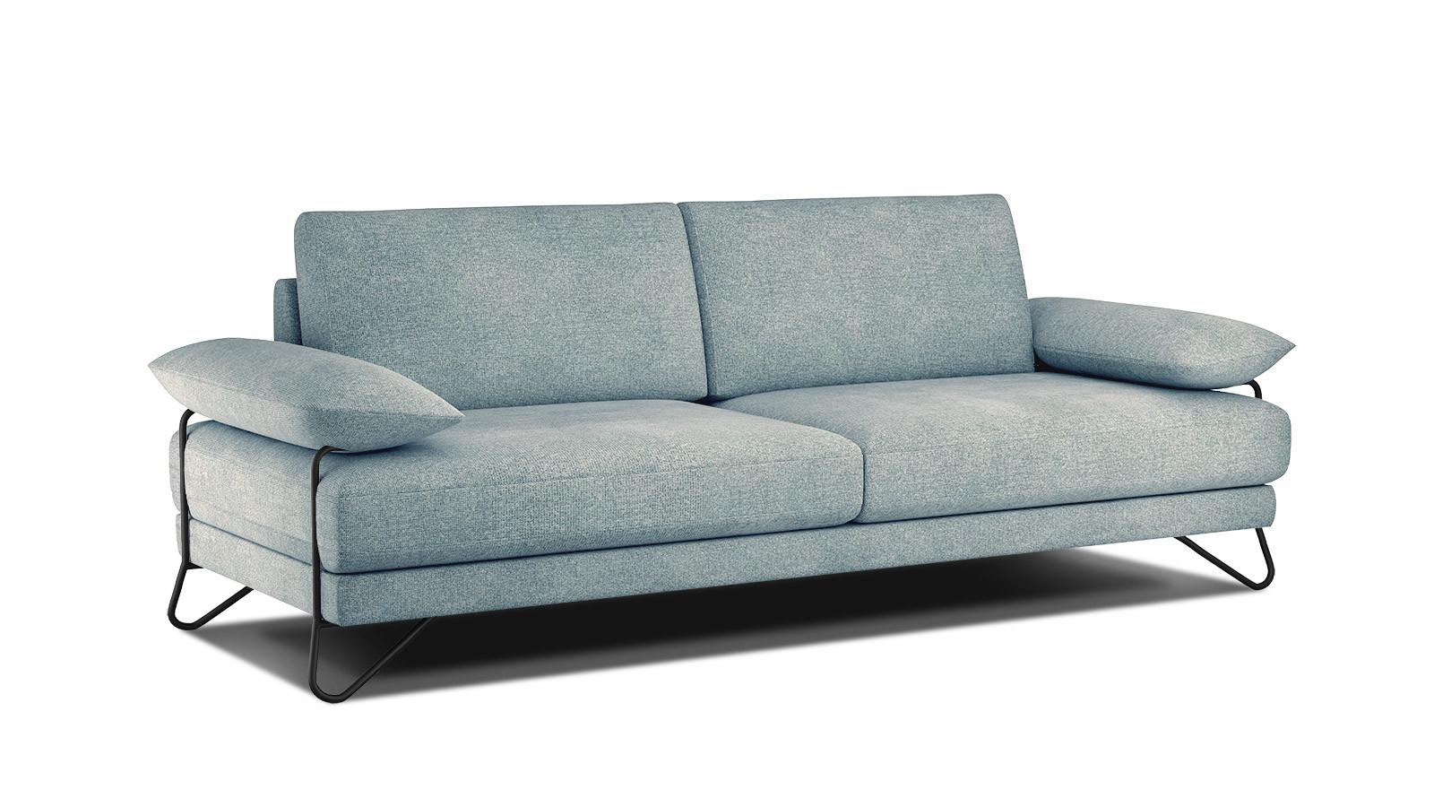 SOFA LORI 3-Sitzer, mintgrün - Schwarz/Mintgrün, Holzwerkstoff/Textil (245/87/96cm) - Wozimo