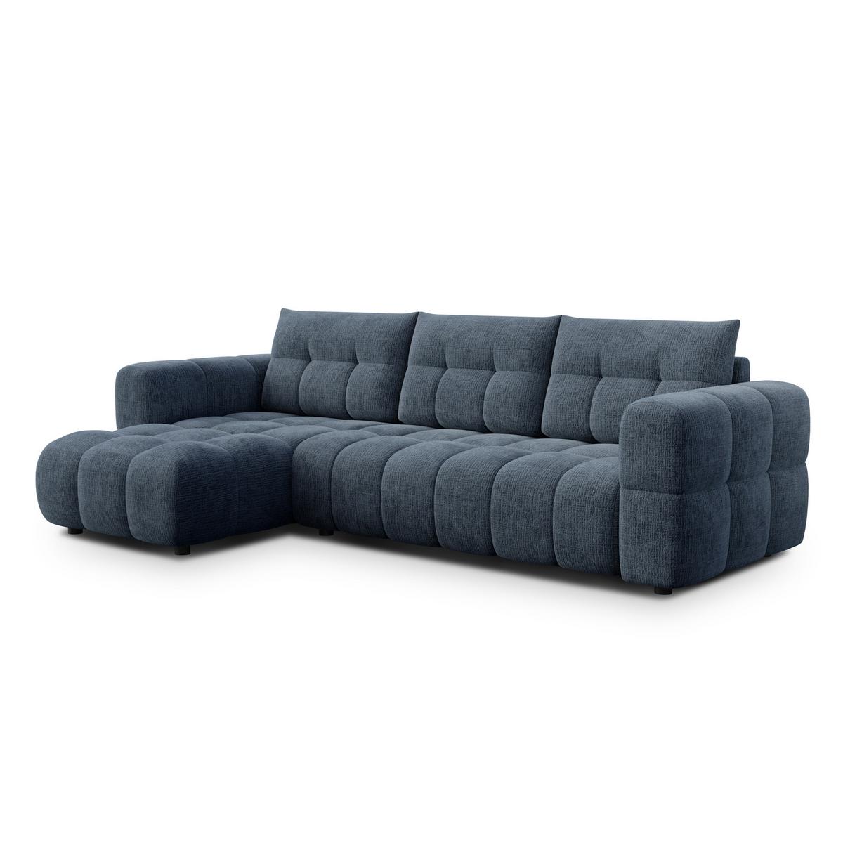 ECKSOFA CLOUDI 4-Sitzer links, marineblau - Blau/Schwarz, Holz/Textil (294/160cm) - Wozimo