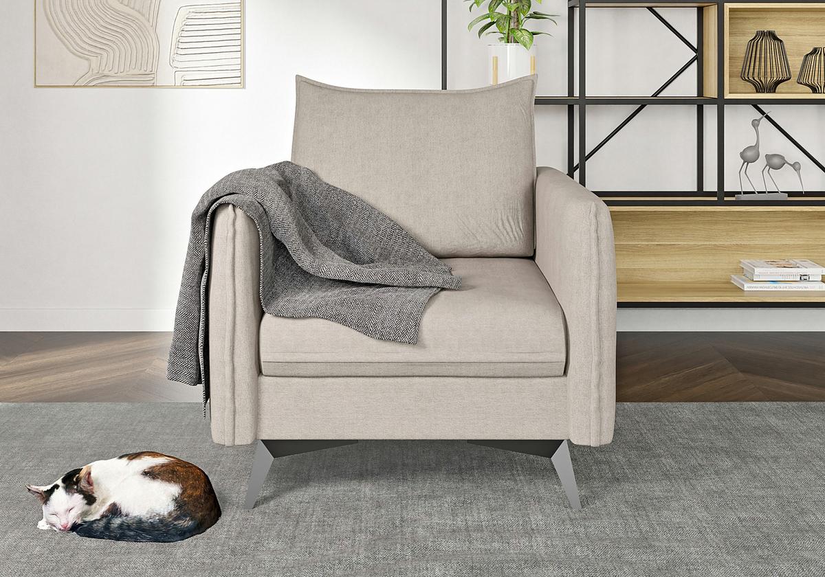 SESSEL Pulse Beige Luxusmicrofaser - Ecru/Beige, Holz/Textil (74/86/31cm) - S-Style Möbel