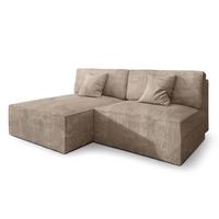 ECKSOFA FIORO P Beige Kordstoff mit Schlaffunktion - Beige/Grau, Holz/Kunststoff (204/148cm) - MASSENO