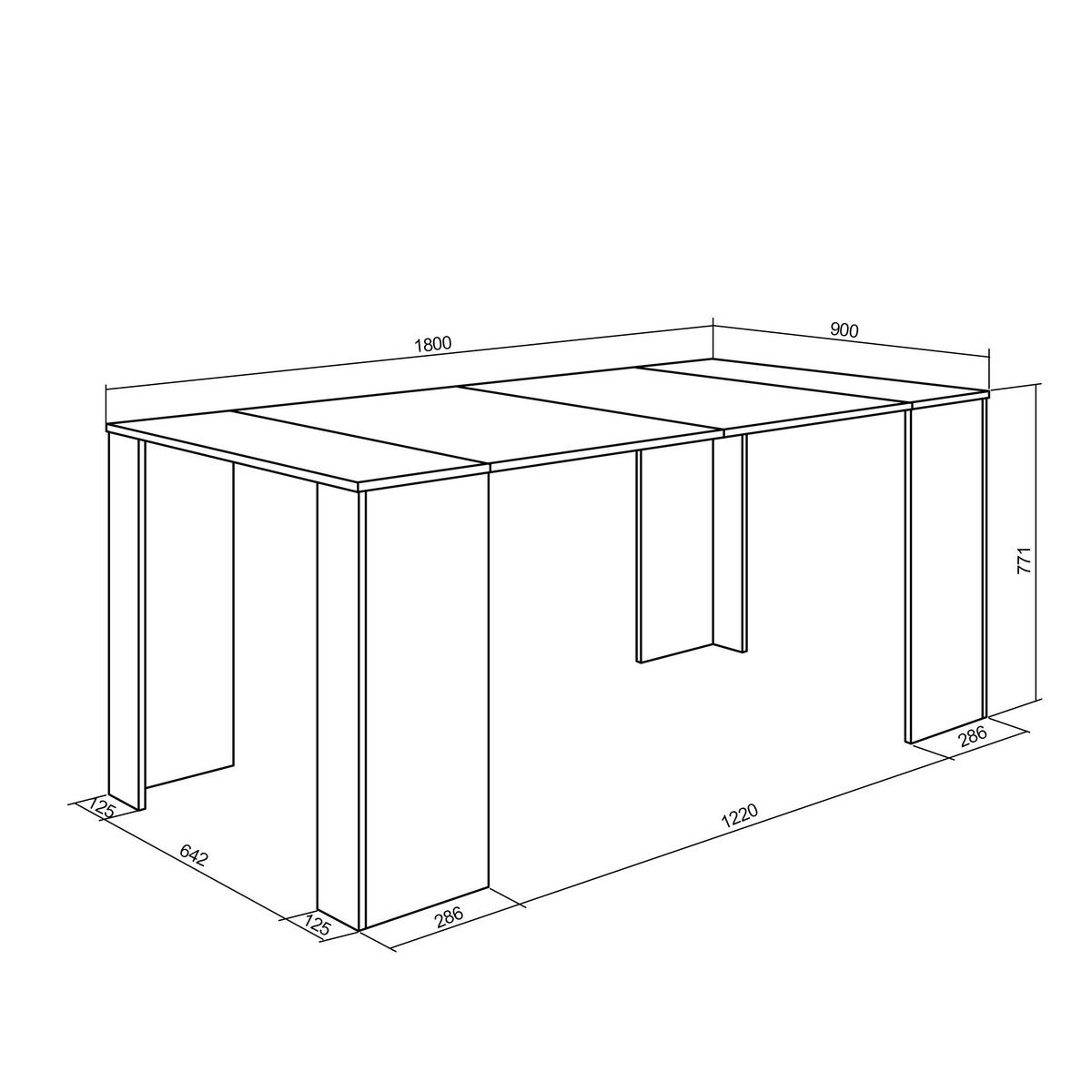 KONSOLENTISCH ausziehbar 58 bis 180cm, für 8 Gäste, eiche, 90/58/77cm - Eichefarben, Holzwerkstoff (90/180/77cm) - Skraut Home