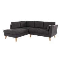 ECKSOFA Mario Graphit Microfaser - Graphitfarben/Naturfarben, Buchenholz/Textil (221/186cm) - S-Style Möbel