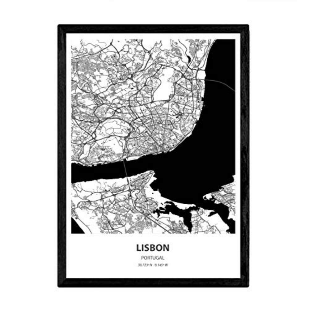 POSTER Lissabon - Portugal A3 Schwarzer Rahmen - Schwarz, Papier (29.7/5/42cm) - Nacnic