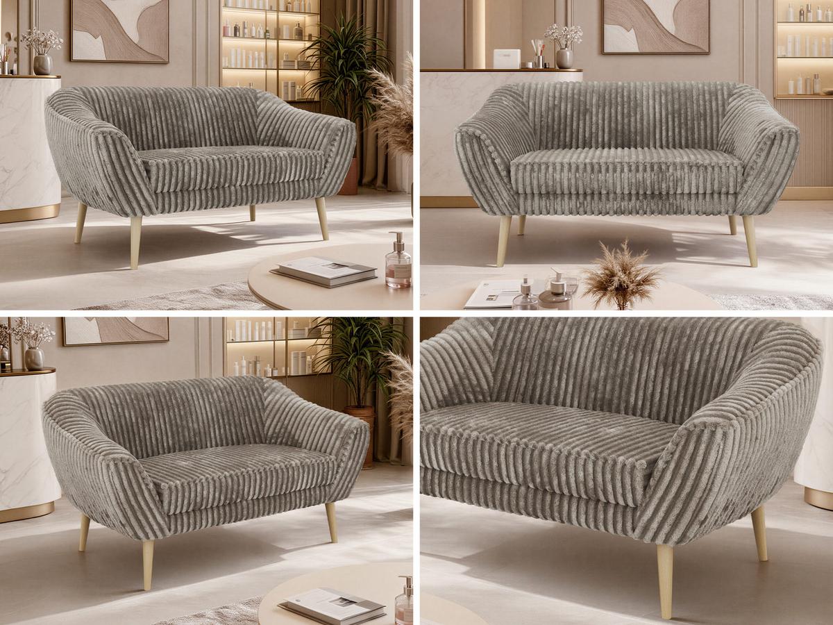 2-SITZER-SOFA PIRS - Hellbraun Cord - Holzbeine - Hellbraun/Buchefarben, Holzwerkstoff/Textil (140/75/74cm) - MKS
