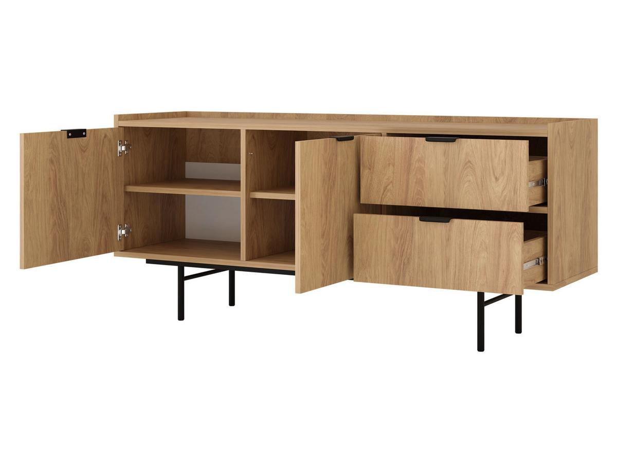 SIDEBOARD Edison 2D2S - Nussbaumfarben/Schwarz, Holzwerkstoff/Metall (150/68/40cm) - MIRJAN24