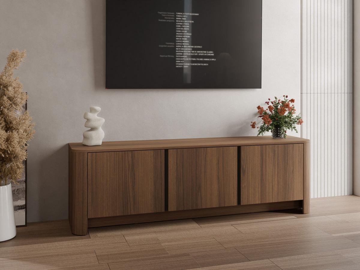 TV-LOWBOARD Bari 168 - Nussbaumfarben/Schwarz, Holzwerkstoff/Kunststoff (168/52/39cm) - MIRJAN24