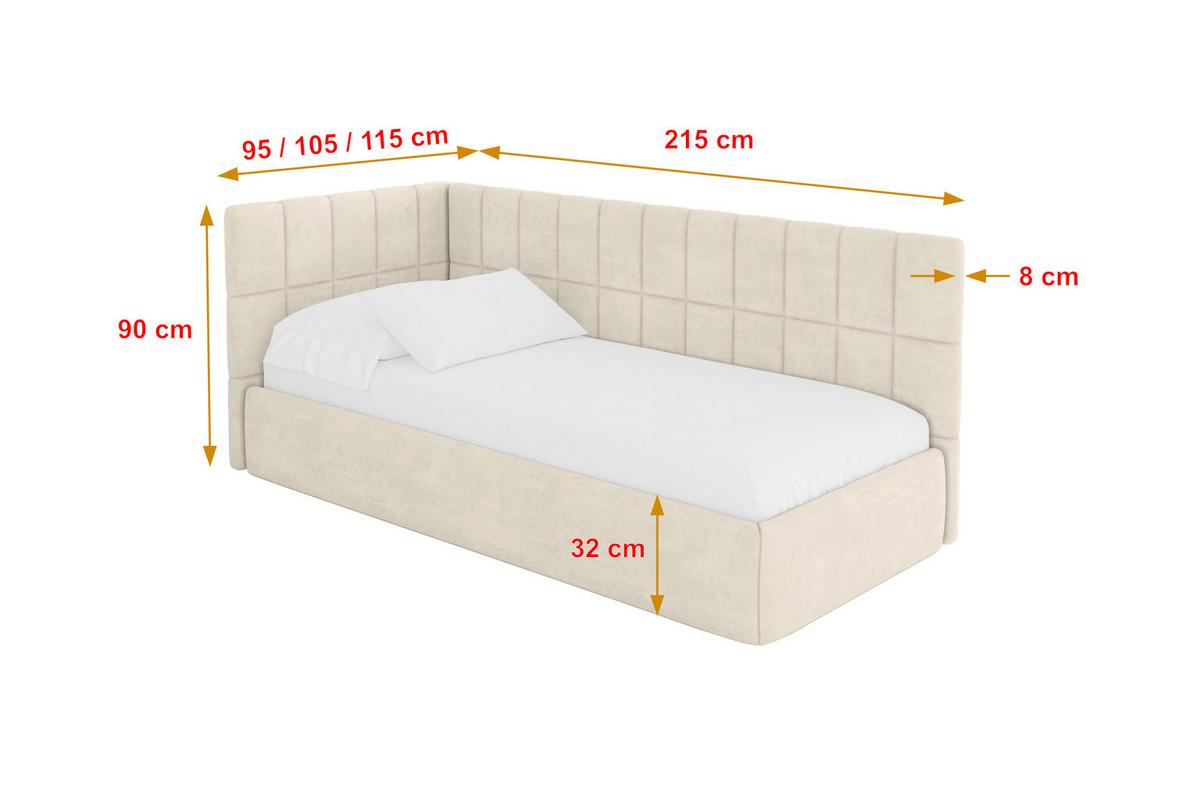 EINZELLBETT Jugendbett mit Bettkasten und Matratze H3/H4, Rechts - TULY 80x200 Beige - Naturfarben, Holzwerkstoff/Textil (80/200cm) - ALTDECOR