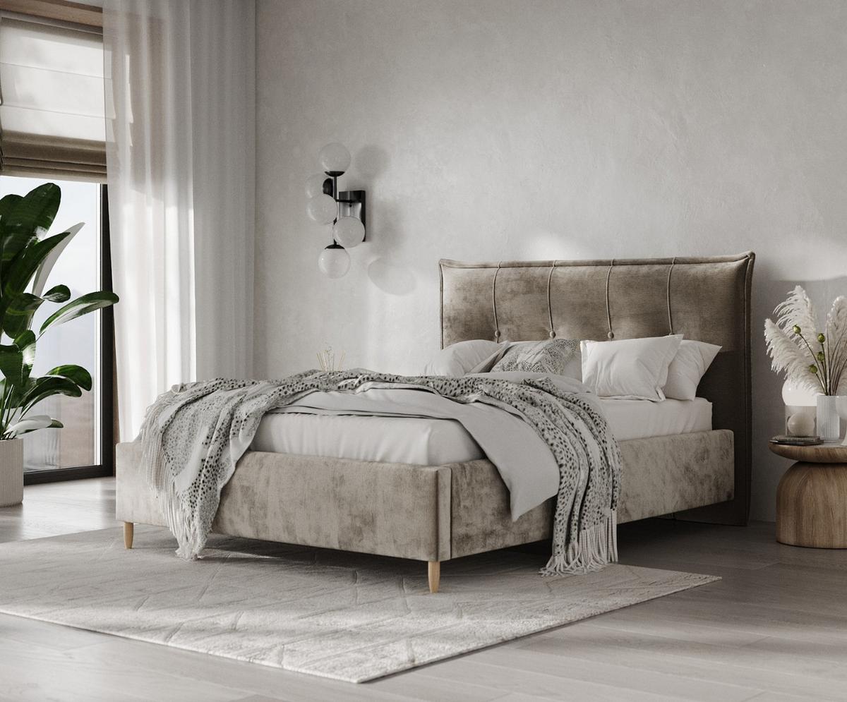 POLSTERBETT Plaza 180/200 cm Beige im Lotta Stoff - Beige/Naturfarben, Holz/Holzwerkstoff (180/200cm) - AltaBeds