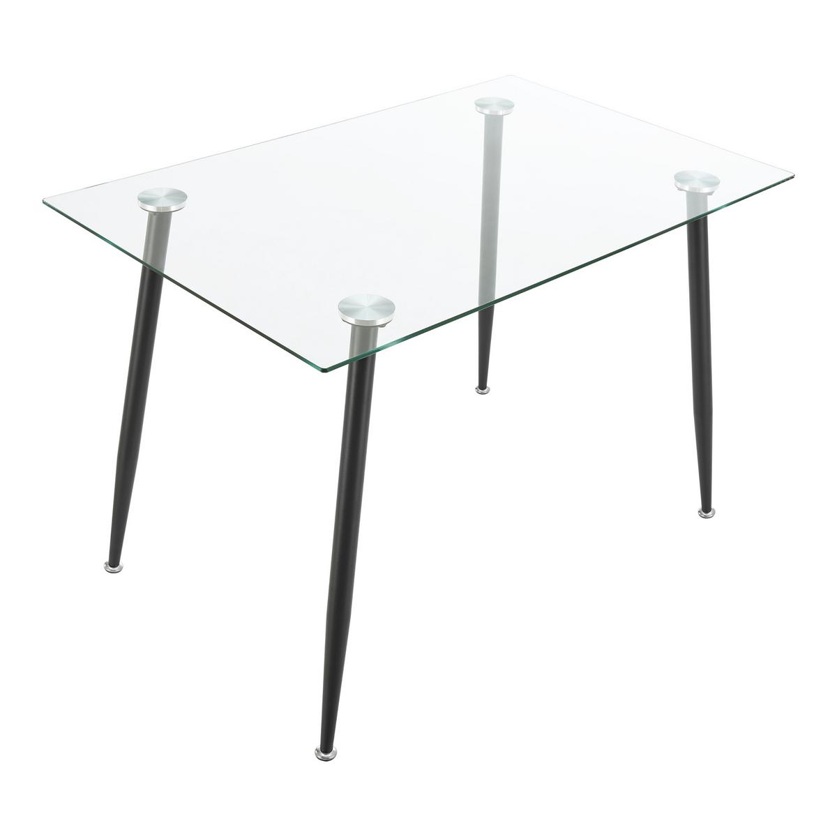 ESSTISCH Hyrynsalmi - Transparent/Schwarz, Glas/Metall (70/110/75cm) - [en.casa]