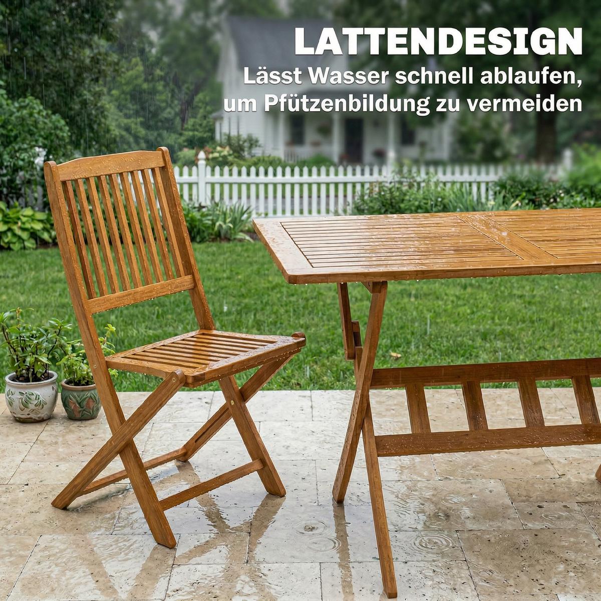 OUTDOOR ESSGRUPPE 5ER-SET aus Akazienholz Braun - Akaziefarben, Holz - Outsunny