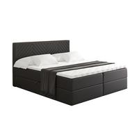 BOXBETT mit Matratze H4 und Lattenrost - VEXA - 200x200 - Schwarz Kunstleder - Schwarz, Holzwerkstoff/Kunststoff (200/200cm) - ALTDECOR