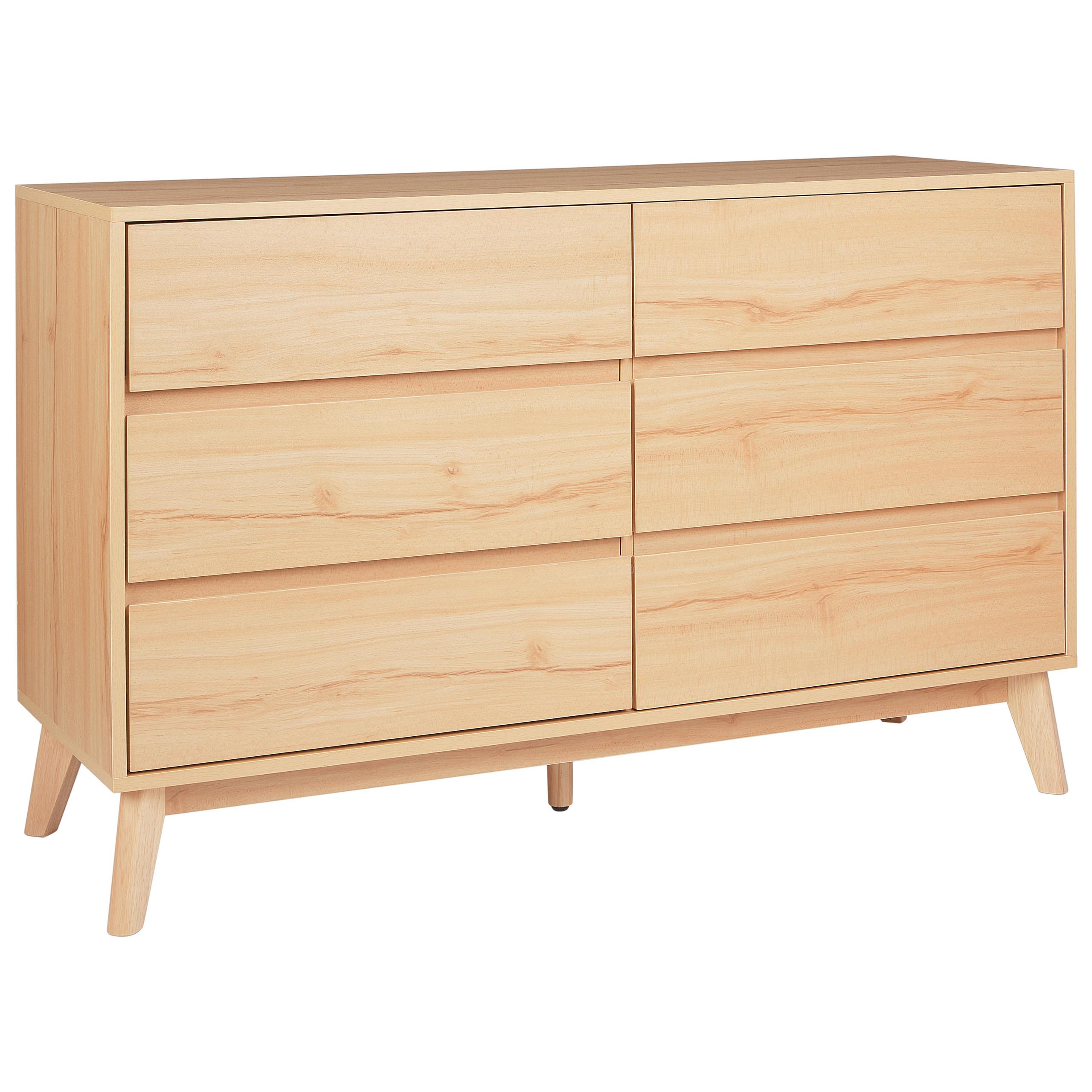 KOMMODE mit 6 Schubladen Hellbraun Sardis - Braun, Holz/Holzwerkstoff (120/75/40cm) - Beliani