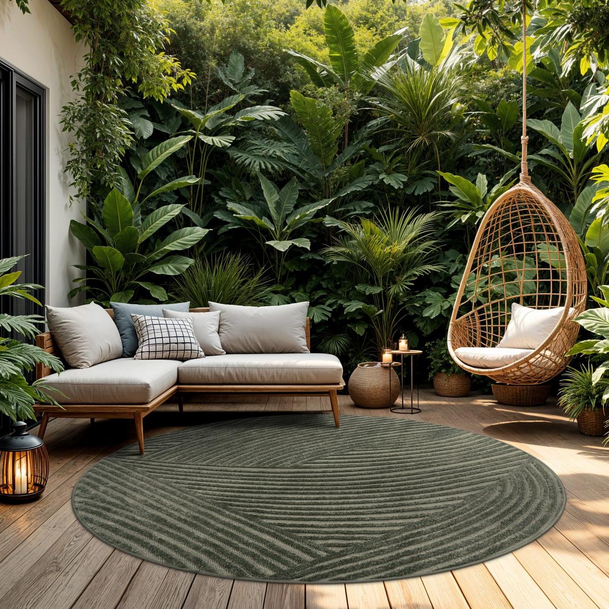 OUTDOORTEPPICH Boho Grün 160 x 160 cm - Grün, Kunststoff (160/160cm) - TT Home