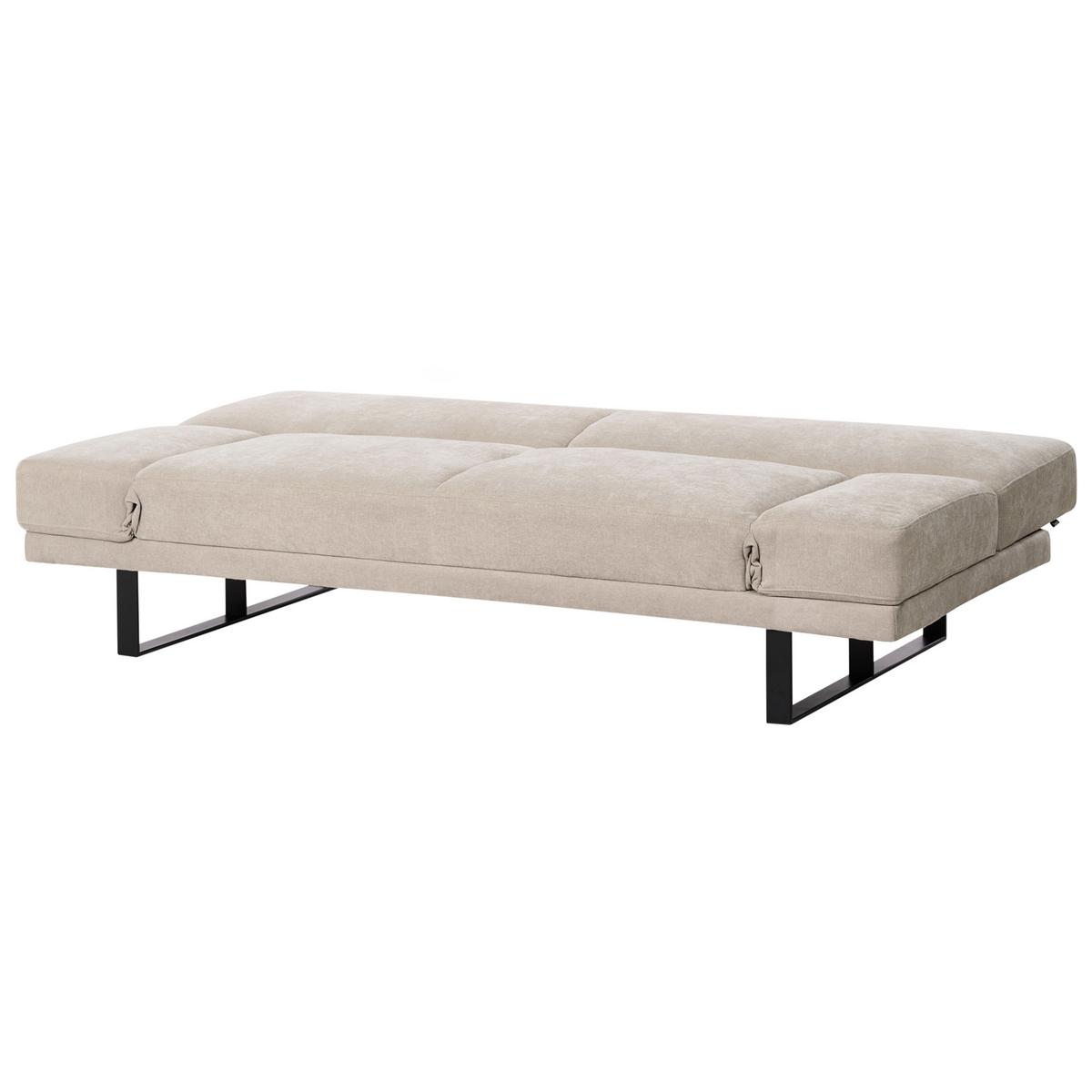 SCHLAFSOFA 2-Sitzer Chenillegewebe Hellbeige York - Beige/Schwarz, Textil (190/81/89cm) - Beliani
