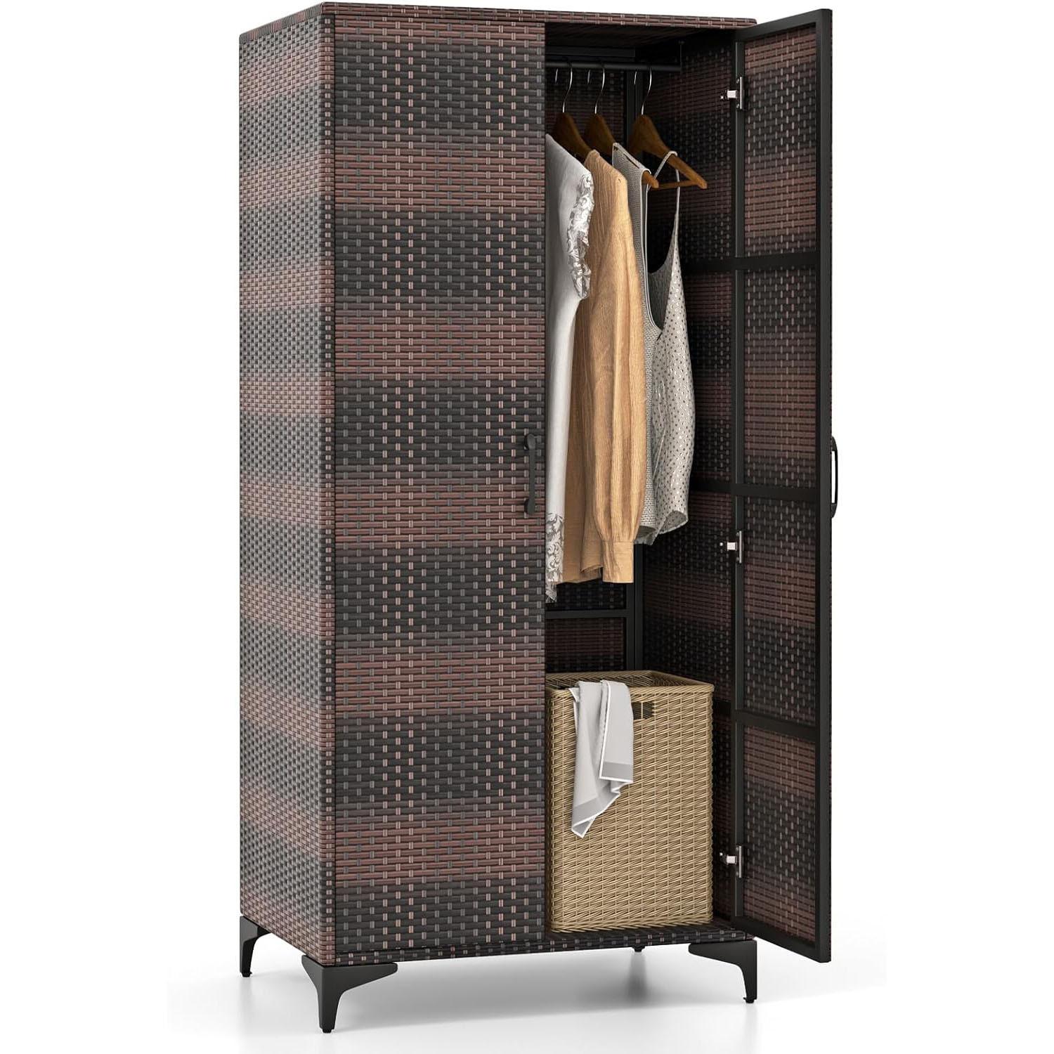 GARTENSCHRANK Braun - Braun, Kunststoff (72/157/50cm) - COSTWAY