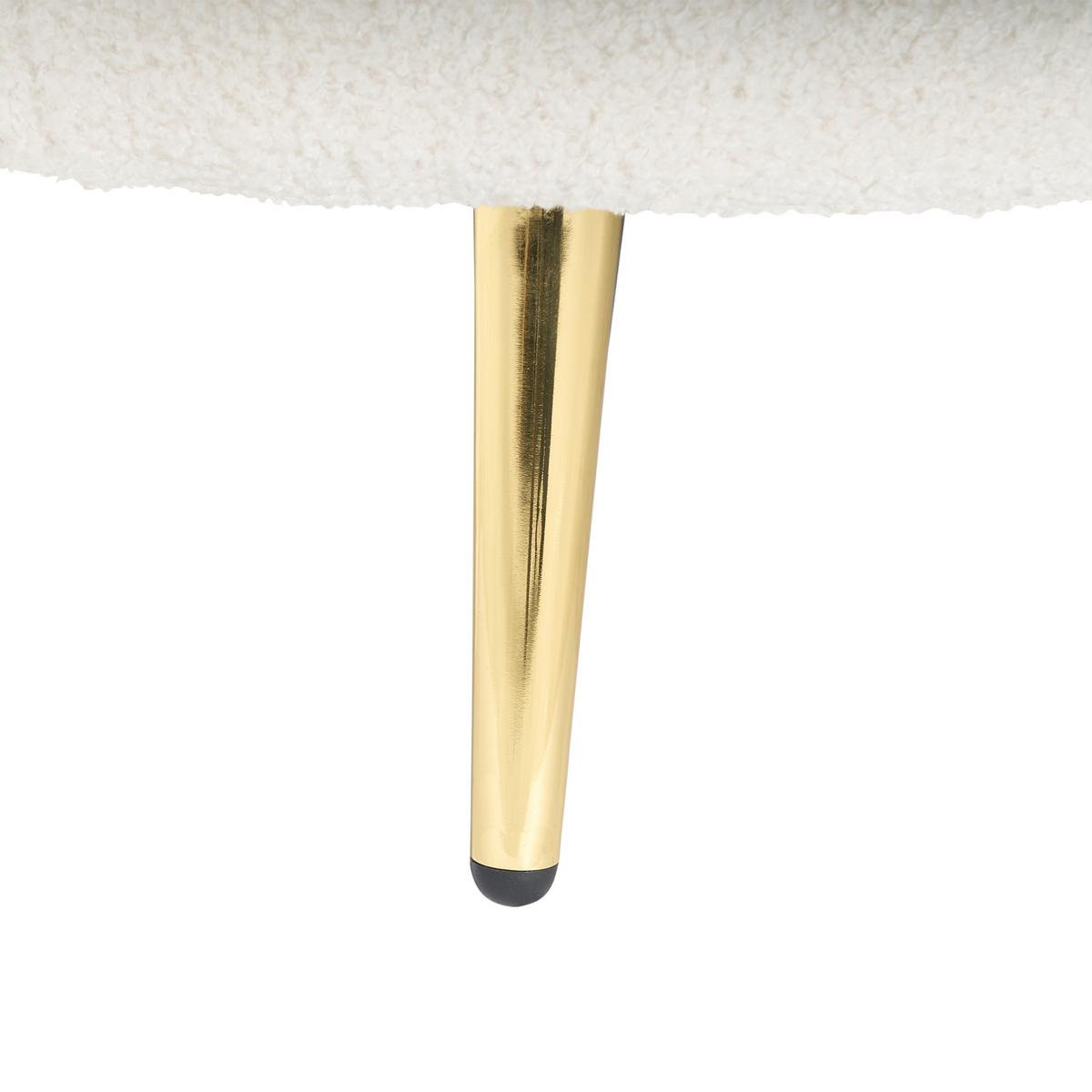 CHAISELONGUE-LINKSSEITIGE Weiß Valreas - Goldfarben/Creme, Textil (151/74/80cm) - Beliani