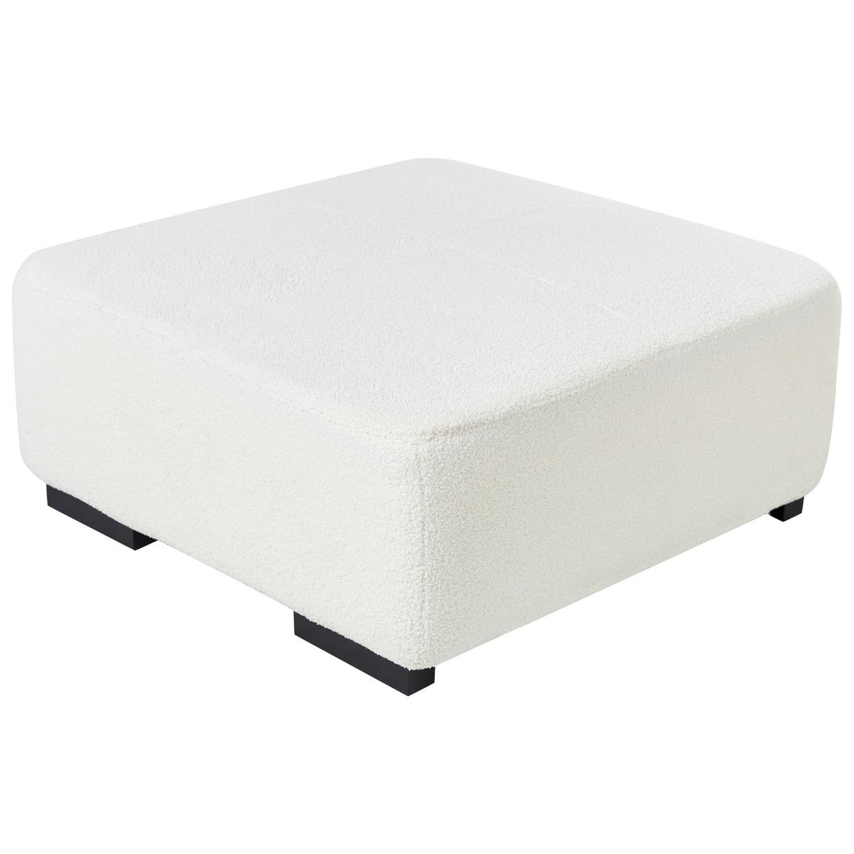OTTOMANE Bouclé Weiß Lungo - Weiß, Textil (80/35/80cm) - Beliani