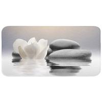 BADEMATTE Steine - Lotus - Weiß - Wasser - Zen 120x60 cm - Weiß, Textil (120/60cm) - OnlyWow