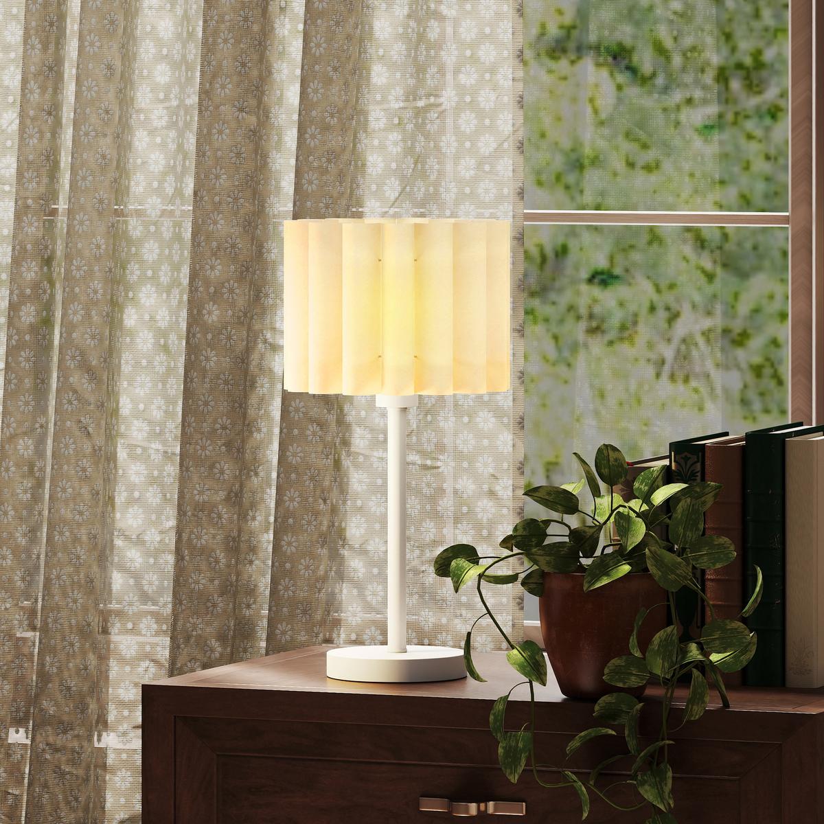 TISCHLAMPE mit Wellen-Lampenschirm exkl. Glühbirne 25 cm - Weiß, Kunststoff (25/25/48.5cm) - HOMCOM