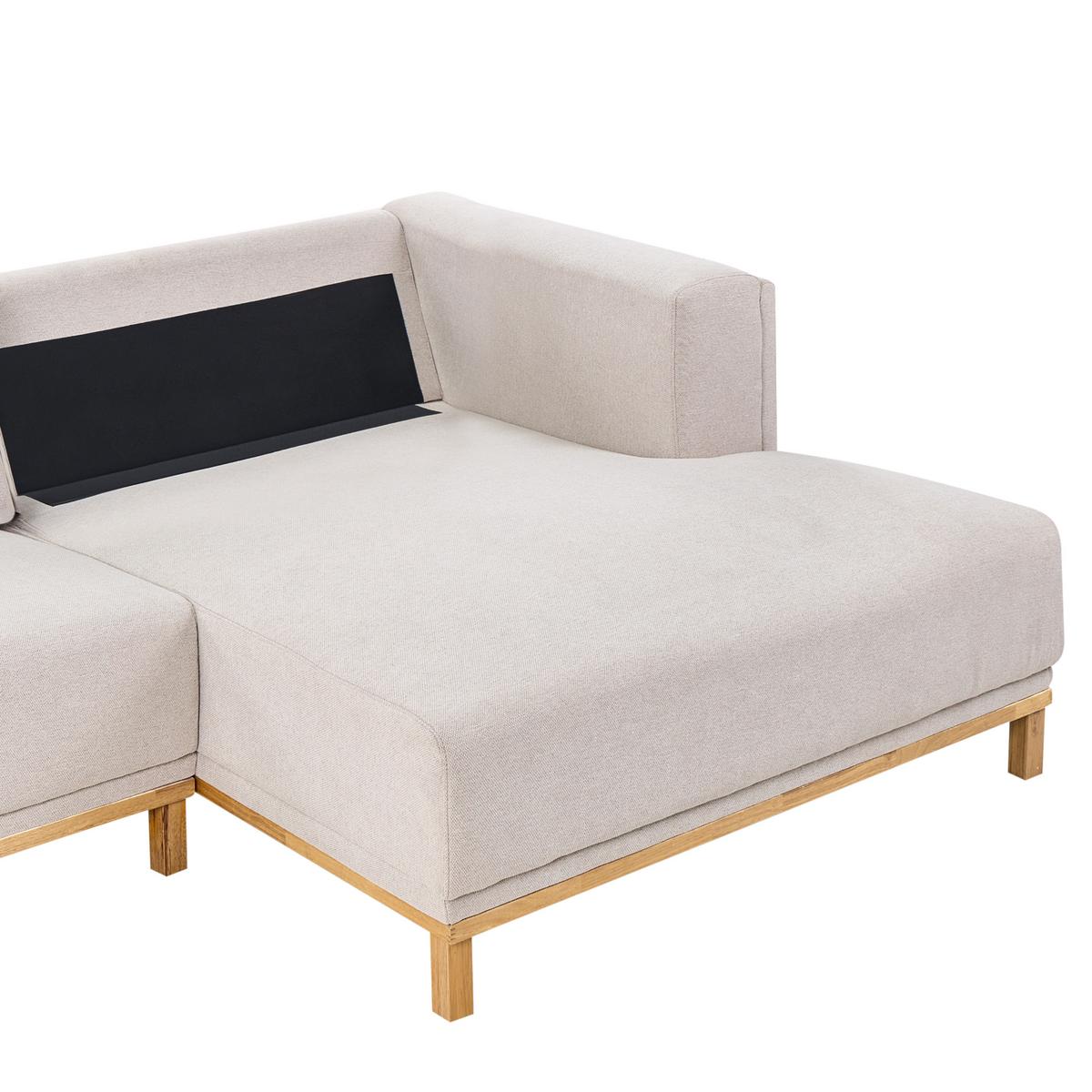 ECKFSOFA 5-Sitzer Stoff Hellbeige linksseitig Veng - Hellbraun/Beige, Textil (347/156cm) - Beliani