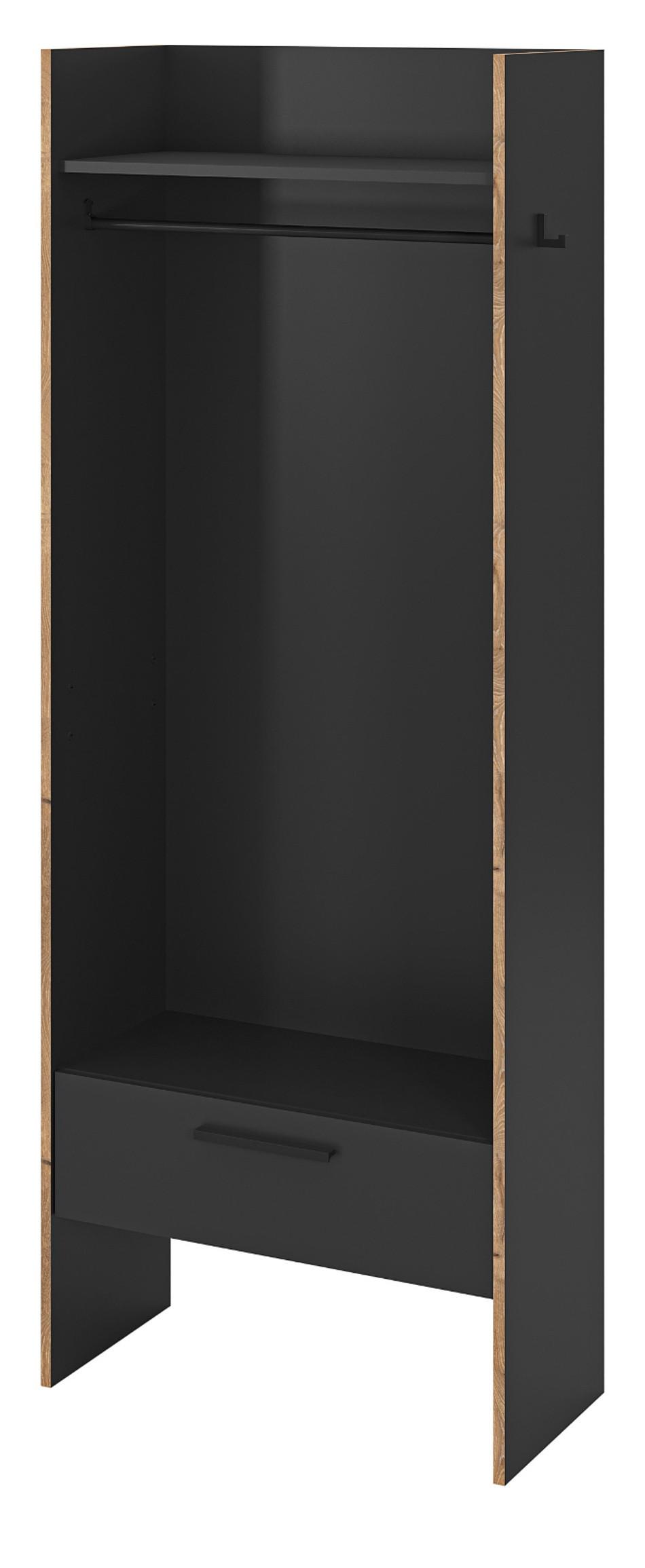 GARDEROBE grau und Nox Eiche, Kompaktgarderobe 70 x 189 cm, Salud - Eichefarben/Grau, Holzwerkstoff (70/189/37cm) - Inn.Furn