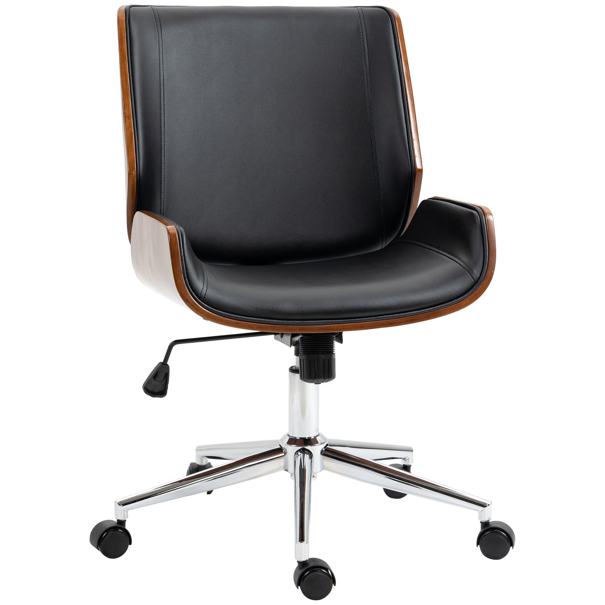 BÜROSTUHL mit Wippfunktion, Ergonomischer Computerstuhl, bis 120 kg Belastbar - Schwarz, Leder (60/96/53cm) - Vinsetto